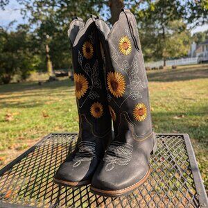 Black Sunflower Cowgirl Boots